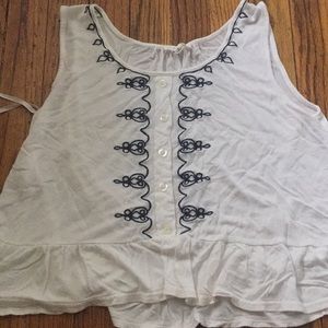 Cropped button up white tank small